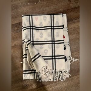 Alexander McQueen Black and Red Skull Scarf